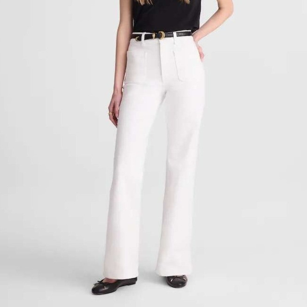 NWT Madewell The Emmy Wide-Leg Jean White High Rise Patch Pocket, Size 26, $148